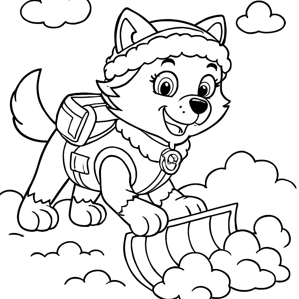 Paw Patrol's Everest clearing snow